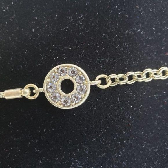 ANN TAYLOR LOFT Signed Necklace 36" Goldtone Chain Rhinestones - Picture 3 of 5